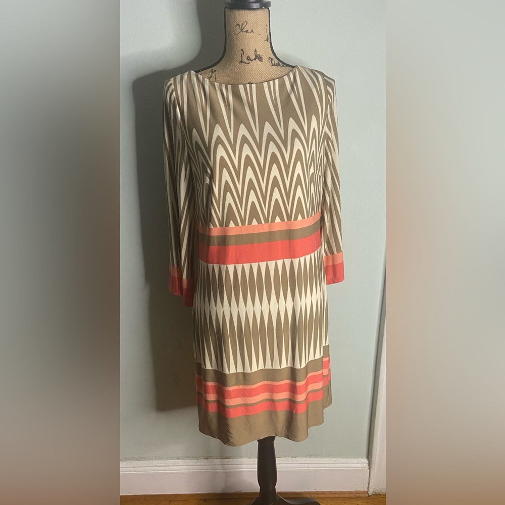 Geo print long sleeve dress